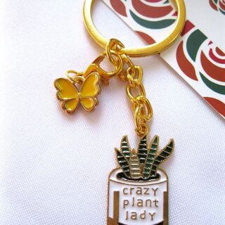 Crazy plant lady & butterfly - Keyring