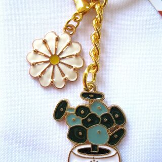 Peperomia plant & daisy - Keyring